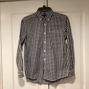 Tommy Hilfiger Navy and White Checkered Shirt size Medium 12/14